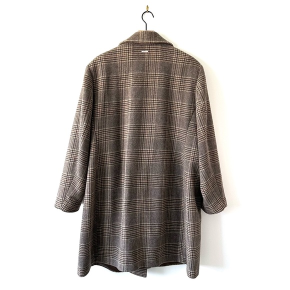 DKNY Walker Single-Breasted Plaid Wool-Blend Coat Brown Size 3X - Picture 5 of 14